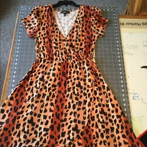 Leopard Faux Wrap Dress